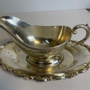 Silver Plated Gravy Boat and Tray
